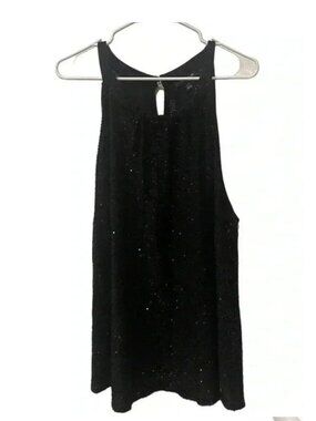 Lane Bryant Black Sequin Sleeveless Keyhole Back Tank Top Plus Size 22/24